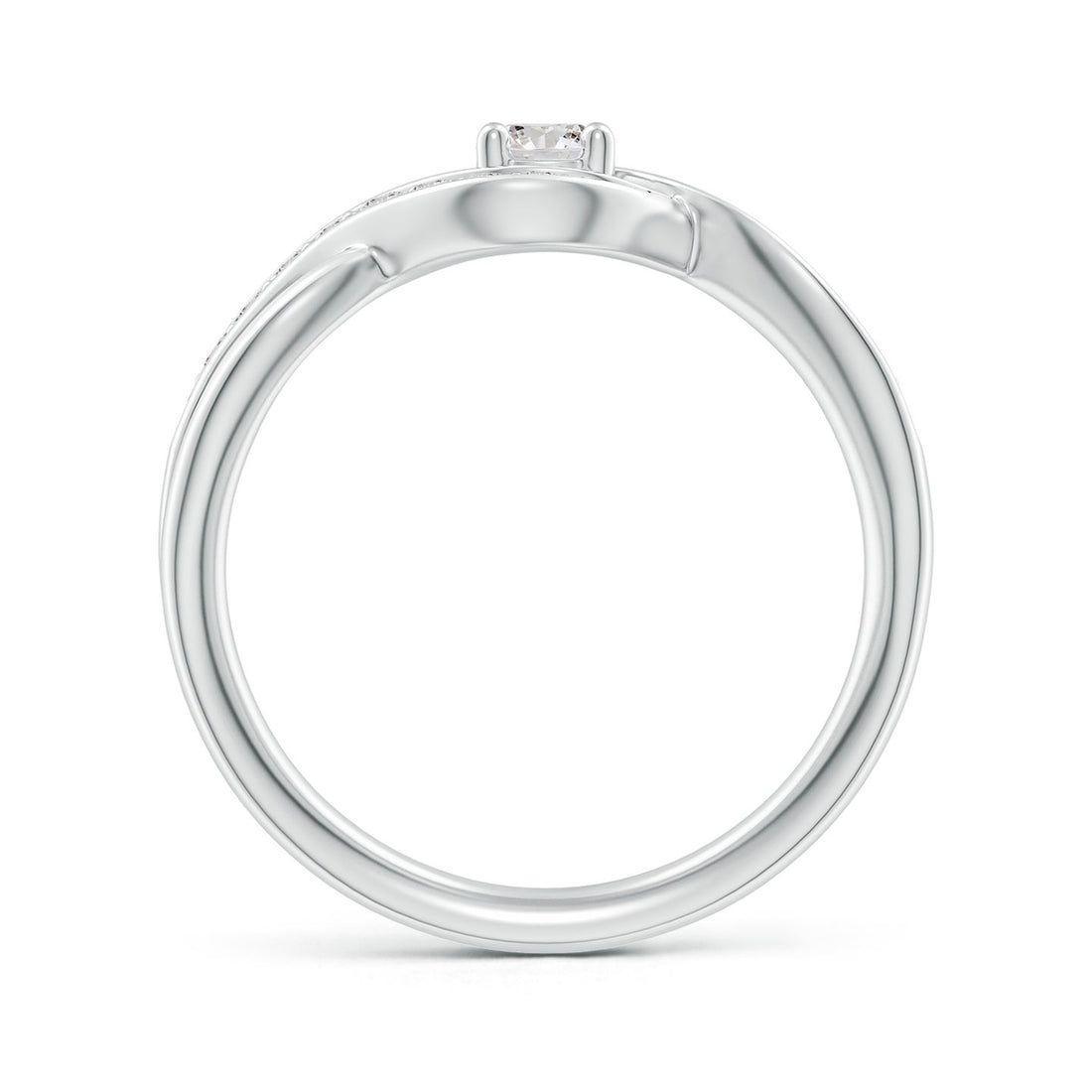 Solitaire Swirl Pavé Diamond Promise Ring