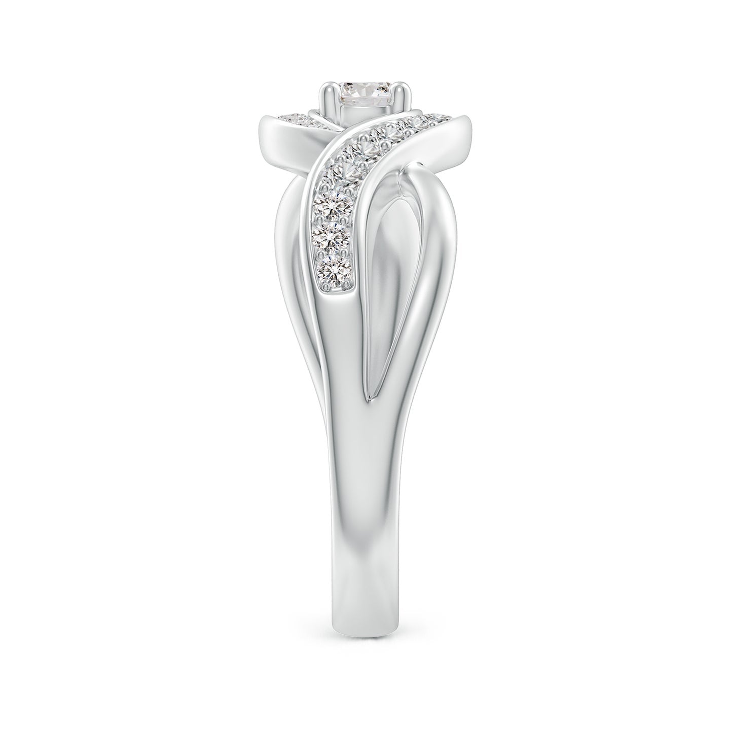 Solitaire Swirl Pavé Diamond Promise Ring
