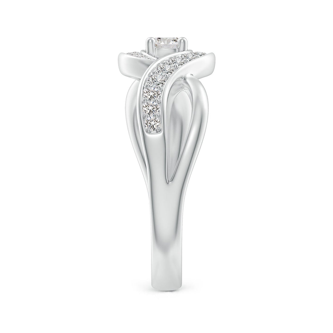 Solitaire Swirl Pavé Diamond Promise Ring