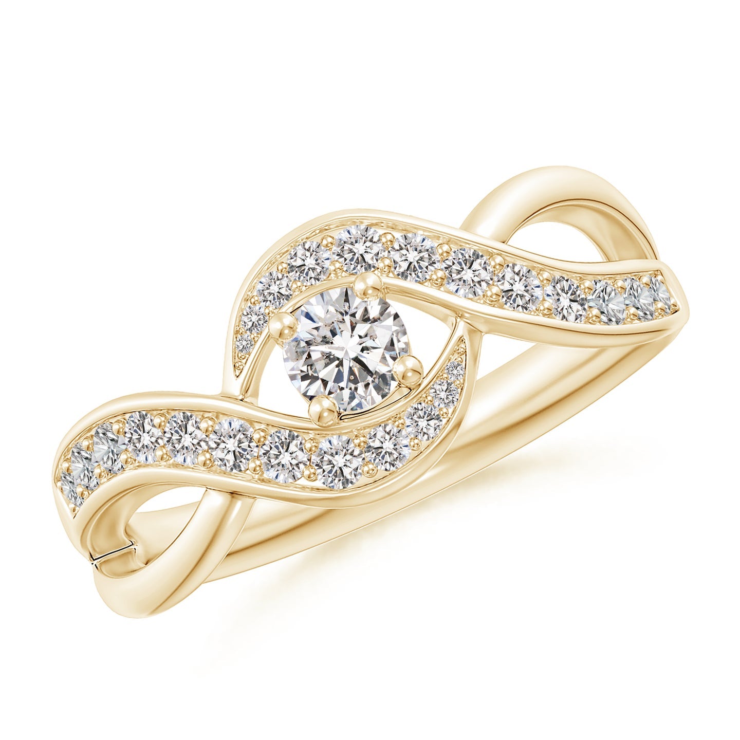 Solitaire Swirl Pavé Diamond Promise Ring