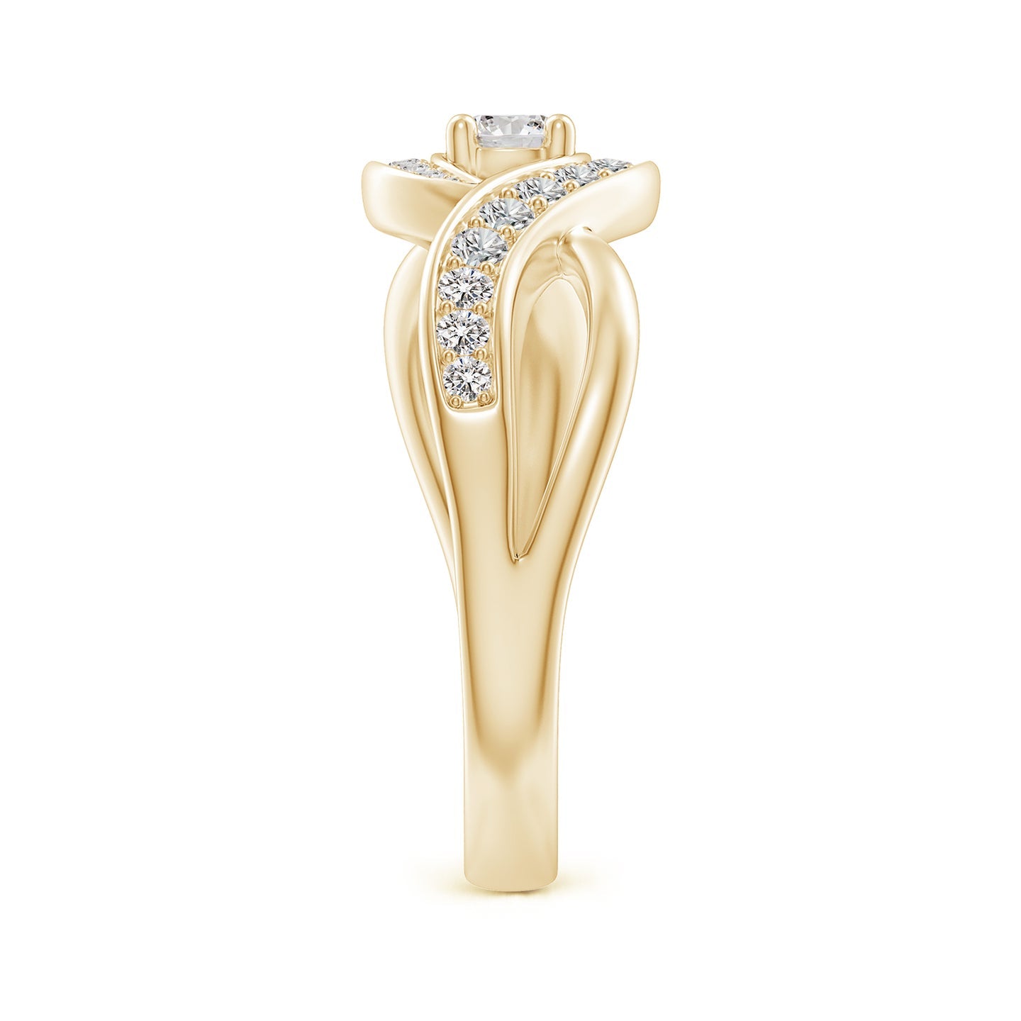 Solitaire Swirl Pavé Diamond Promise Ring