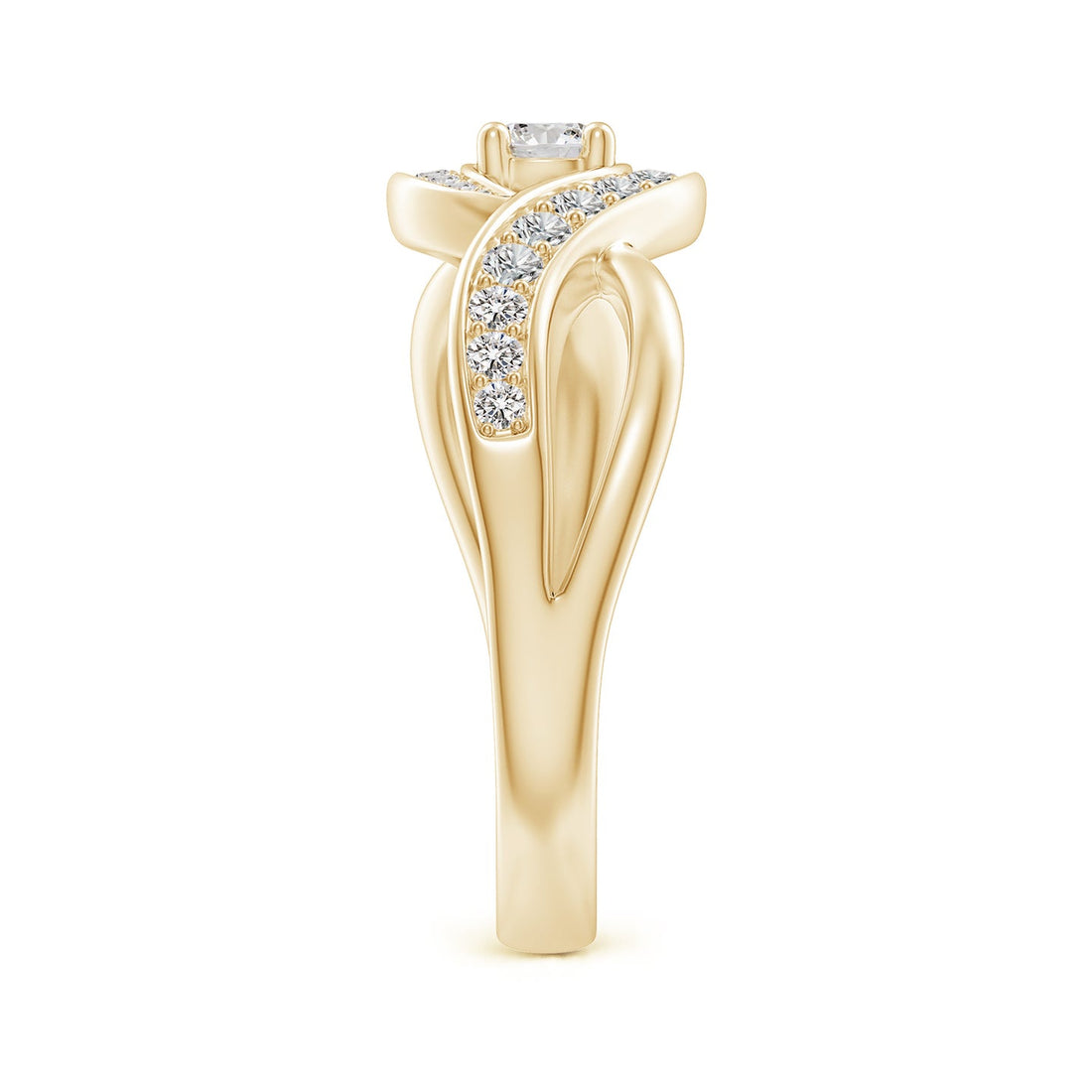 Solitaire Swirl Pavé Diamond Promise Ring