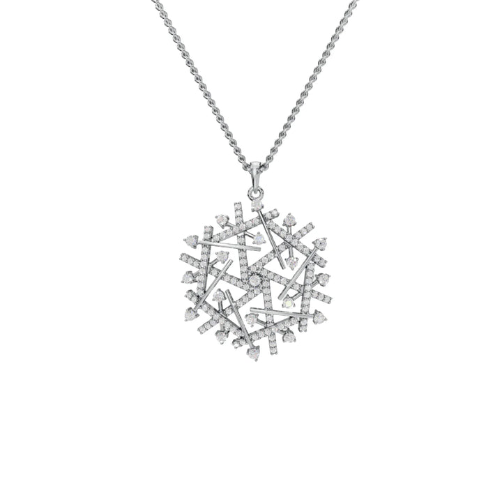 Diamond Snowflake Pendant Necklace Made With Pure 925 Silver