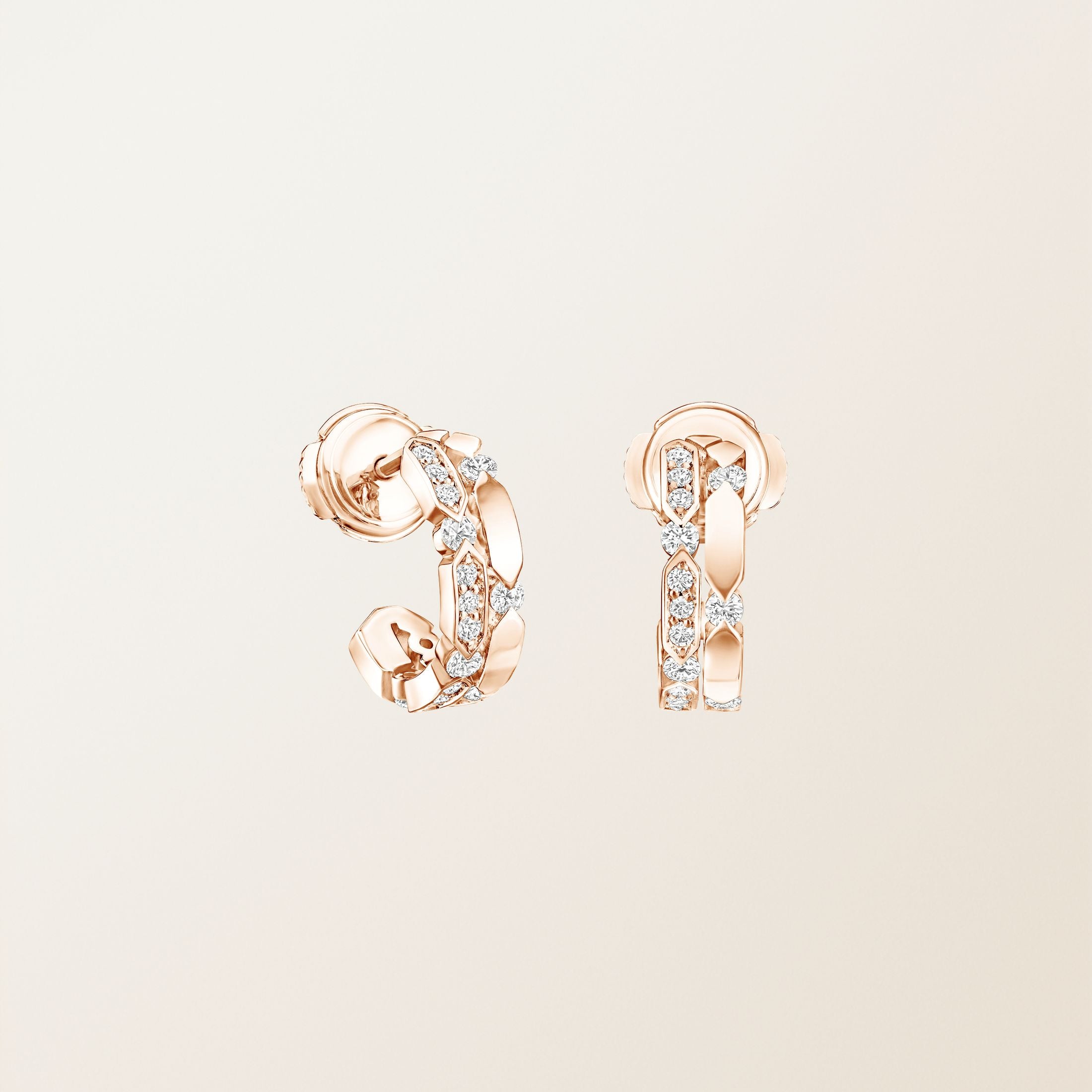 Modern Rose Gold Diamond Elowen Link Earrings
