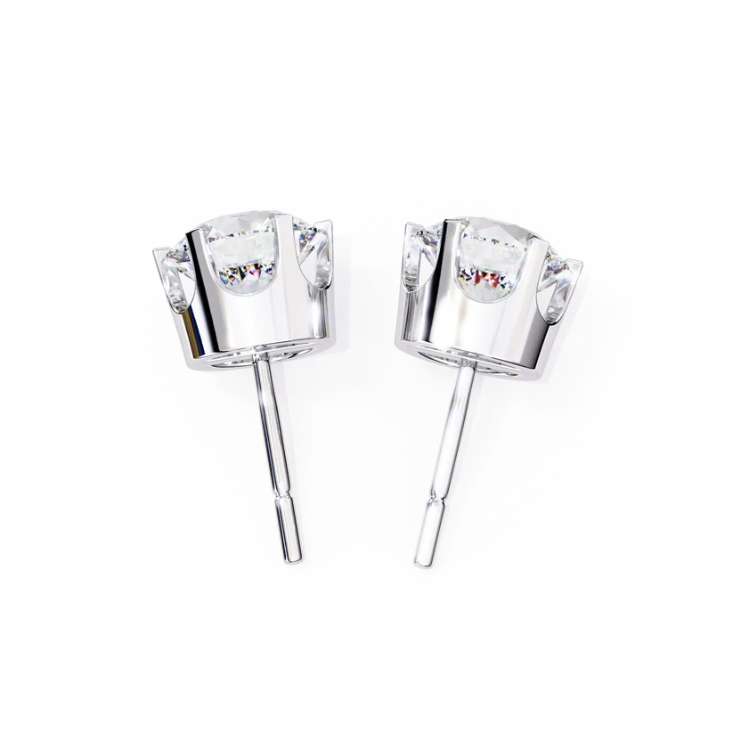 Classic Round Brilliant Diamond Solitaire Stud Earrings