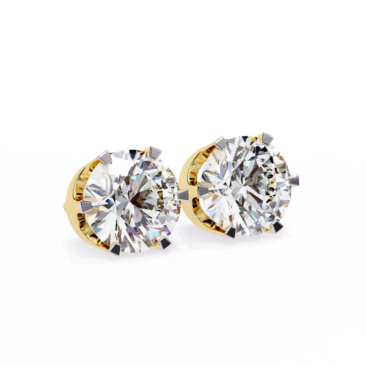 Classic Round Brilliant Diamond Solitaire Stud Earrings
