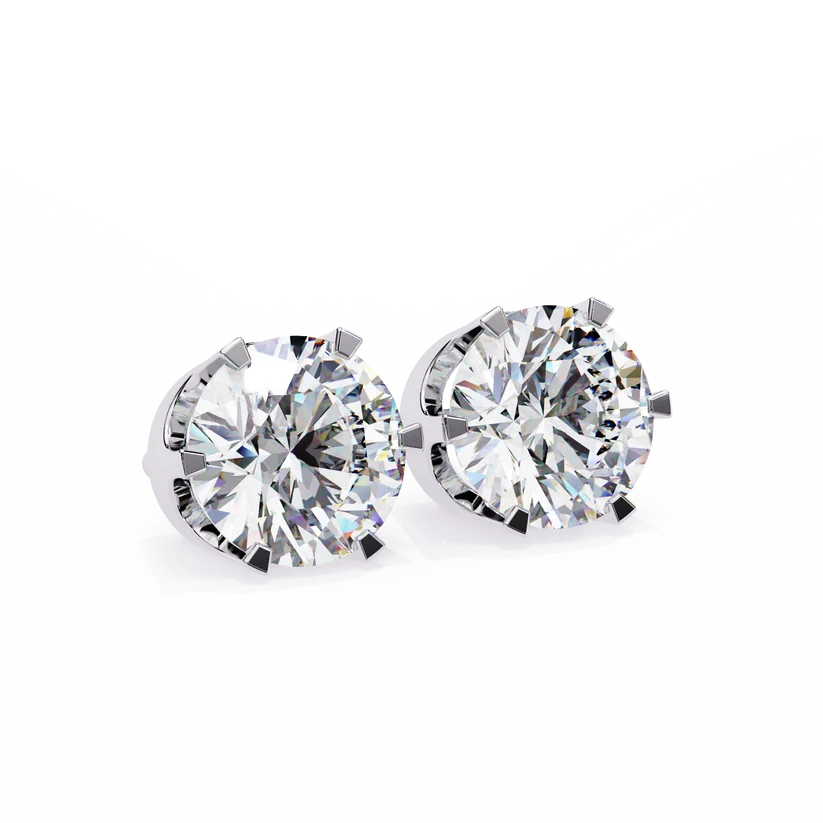 Classic Round Brilliant Diamond Solitaire Stud Earrings