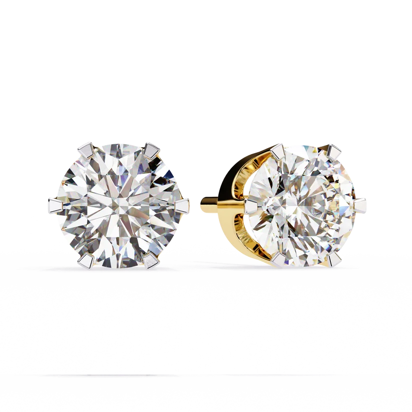 Classic Round Brilliant Diamond Solitaire Stud Earrings
