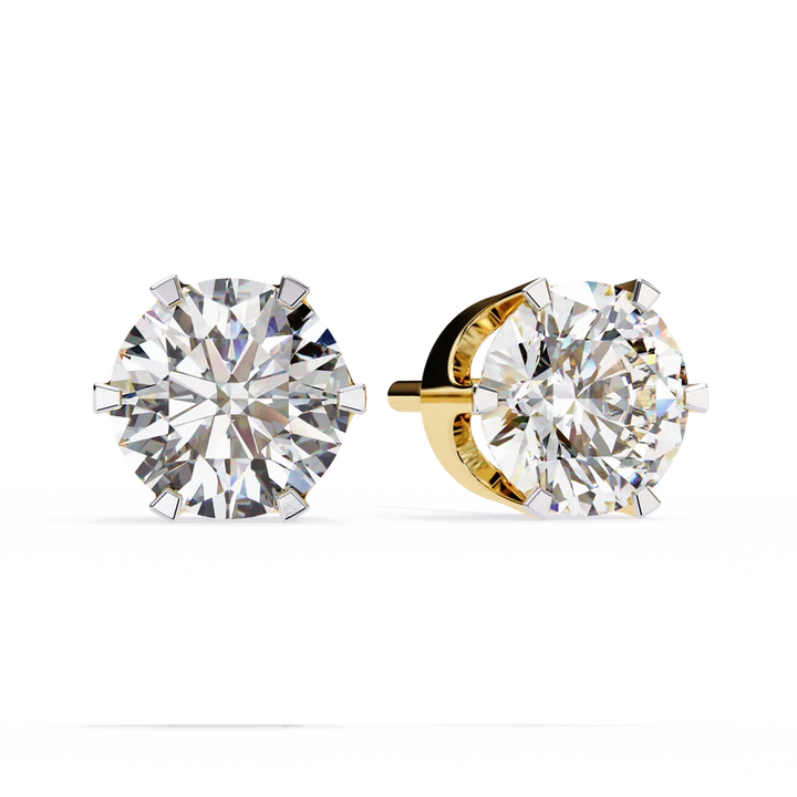Classic Round Brilliant Diamond Solitaire Stud Earrings