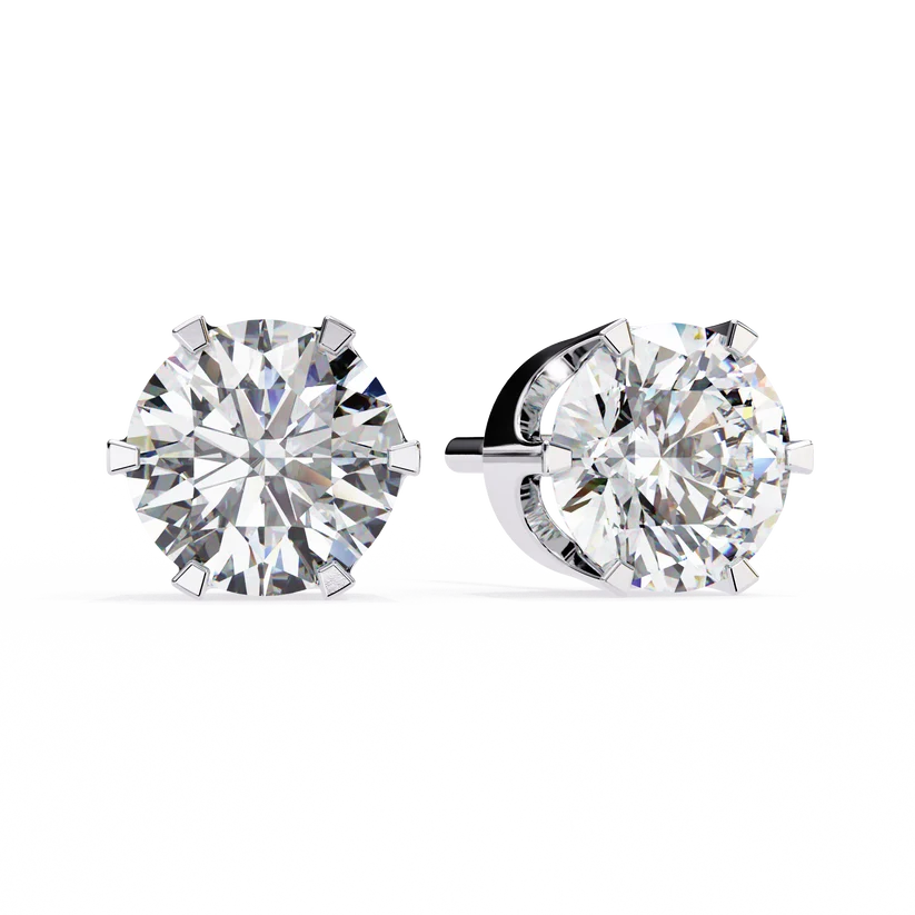 Classic Round Brilliant Diamond Solitaire Stud Earrings