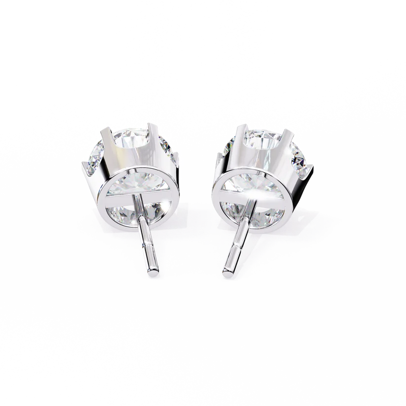 Classic Round Brilliant Diamond Solitaire Stud Earrings