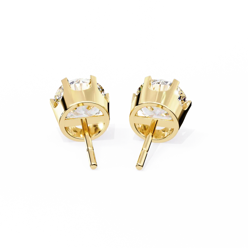 Classic Round Brilliant Diamond Solitaire Stud Earrings