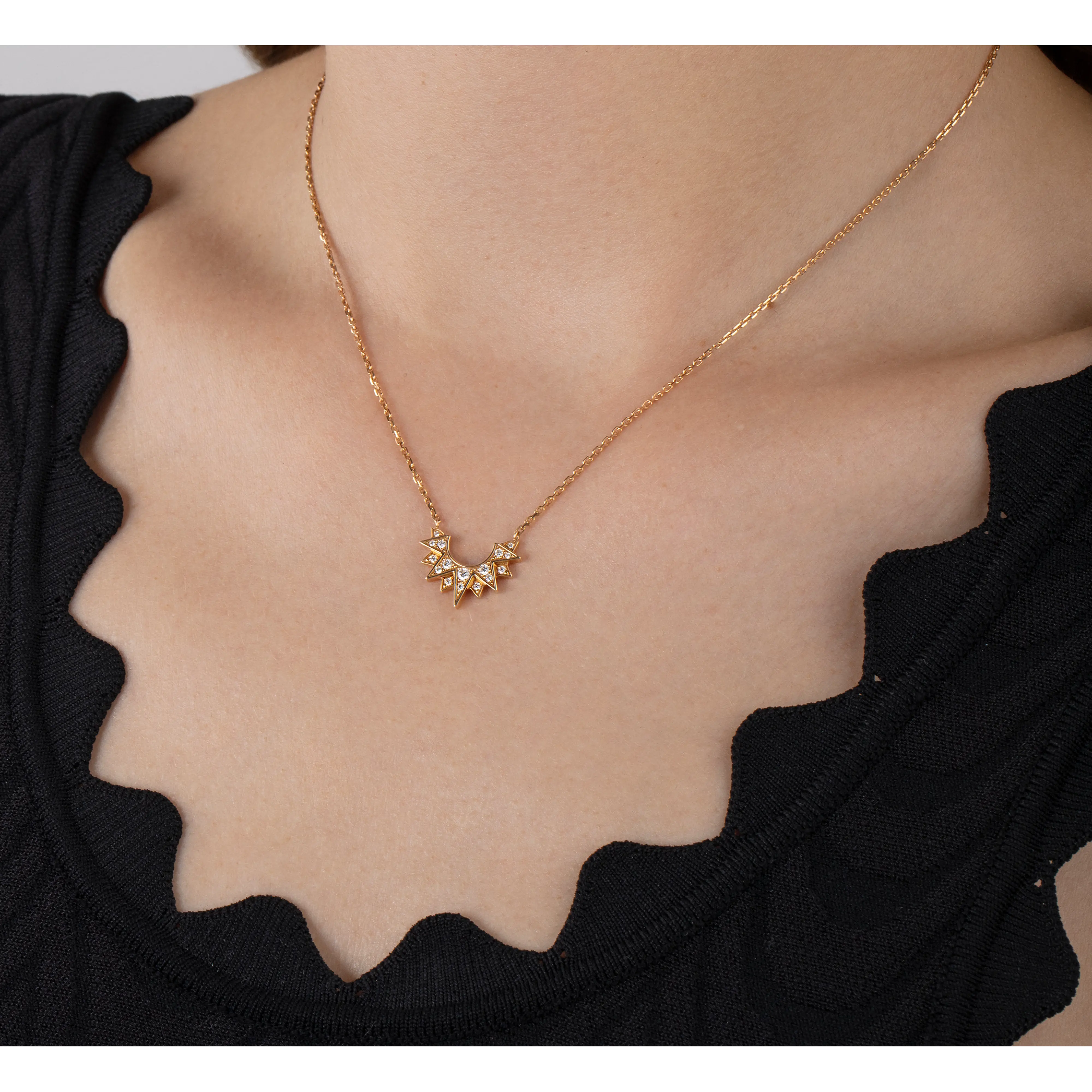 Celestial Radiance Diamond Crescent Necklace