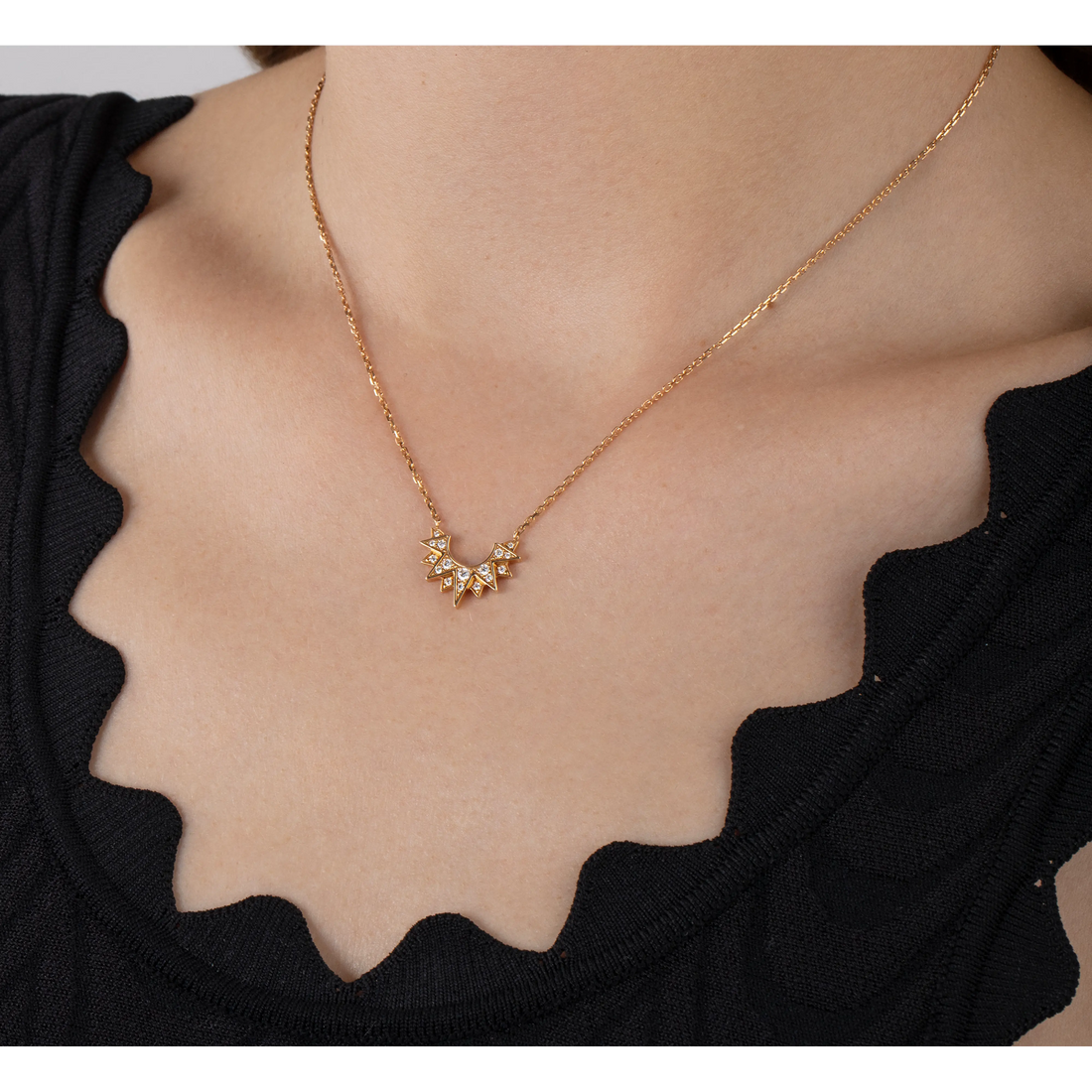 Celestial Radiance Diamond Crescent Necklace
