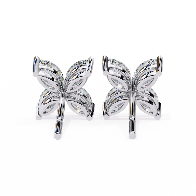 Elegant Marquise Diamond Flower Stud Earrings in gold