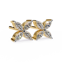 Elegant Marquise Diamond Flower Stud Earrings in gold