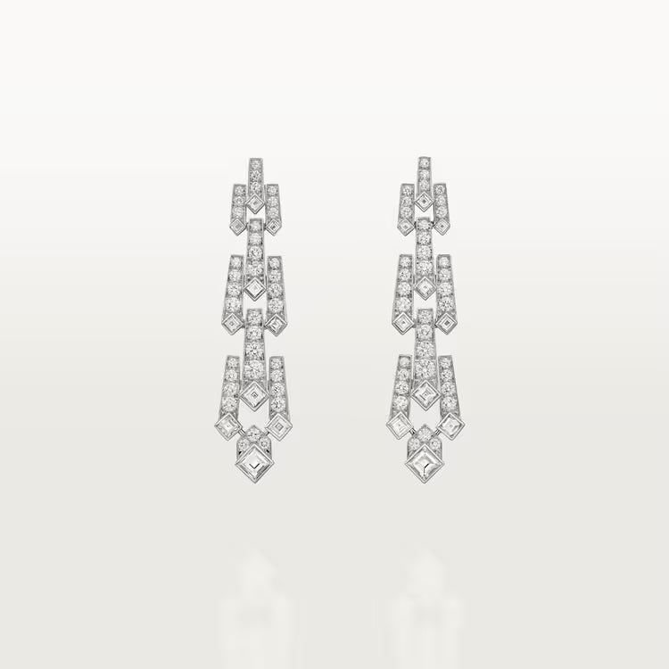 Celestial Geometric Diamond Drop Earrings