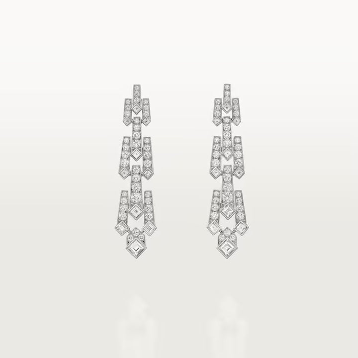 Celestial Geometric Diamond Drop Earrings