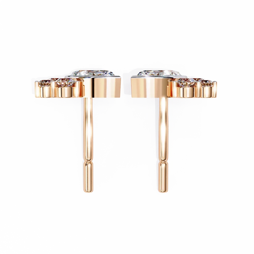Marquise-Cut Diamond Cluster Stud Earrings in Two-Tone Gold