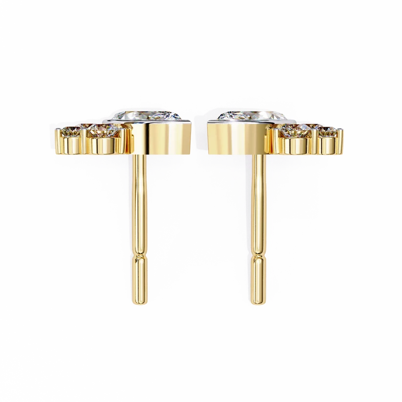 Marquise-Cut Diamond Cluster Stud Earrings in Two-Tone Gold