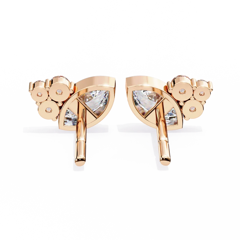 Marquise-Cut Diamond Cluster Stud Earrings in Two-Tone Gold