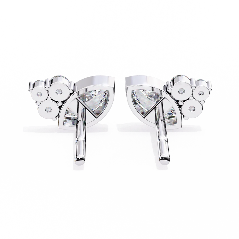 Marquise-Cut Diamond Cluster Stud Earrings in Two-Tone Gold