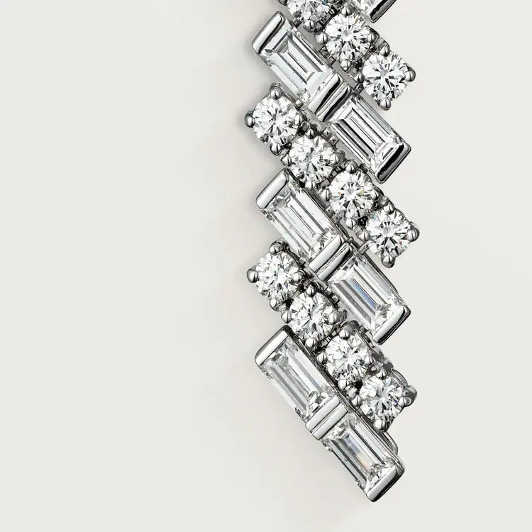 Celestial Baguette & Round Diamond Drop Earrings