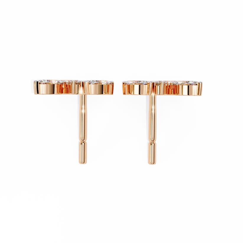 Marquise Diamond Cluster Floral Stud Earrings in Gold