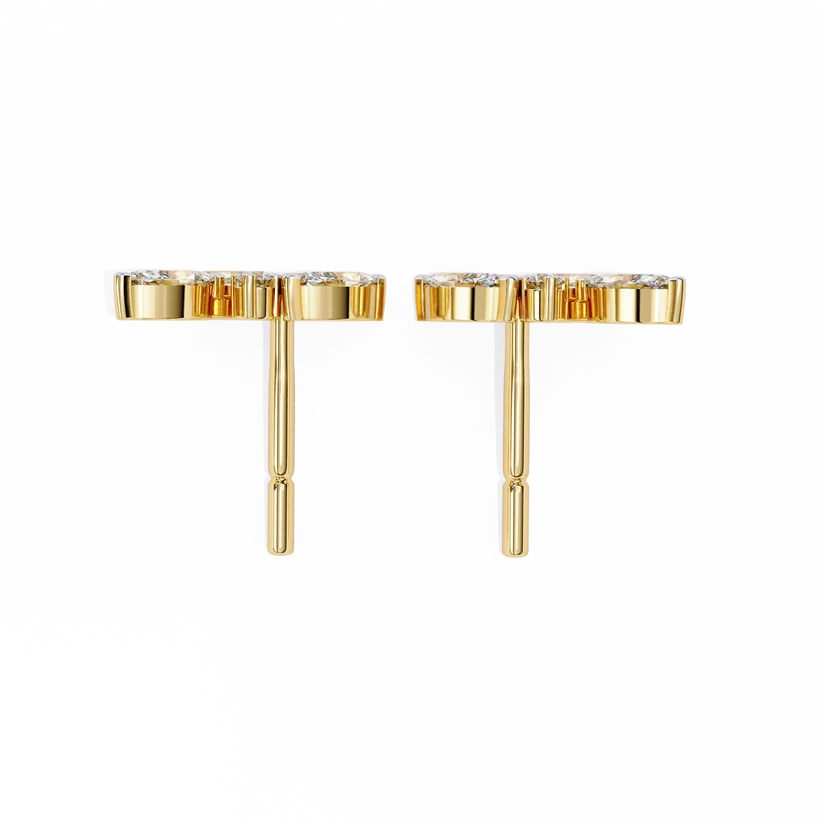 Marquise Diamond Cluster Floral Stud Earrings in Gold