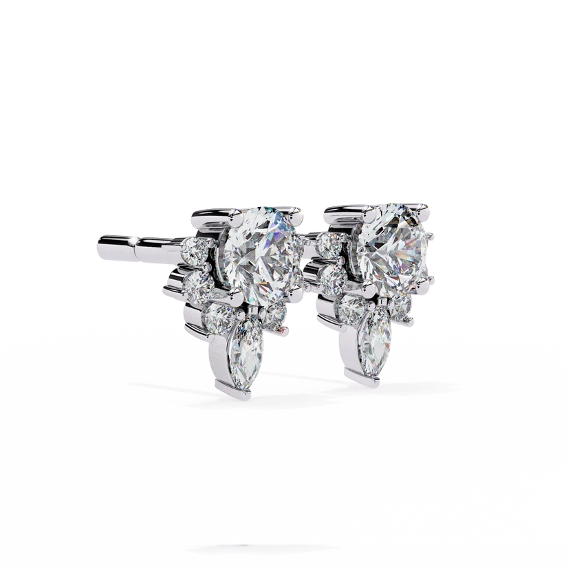 Aurelia Floral Diamond Cluster Stud Earrings ✨