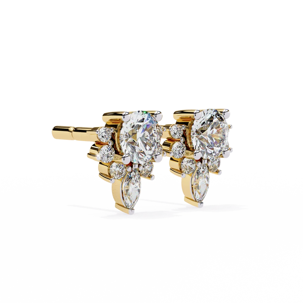 Aurelia Floral Diamond Cluster Stud Earrings ✨