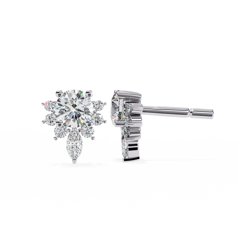 Aurelia Floral Diamond Cluster Stud Earrings ✨