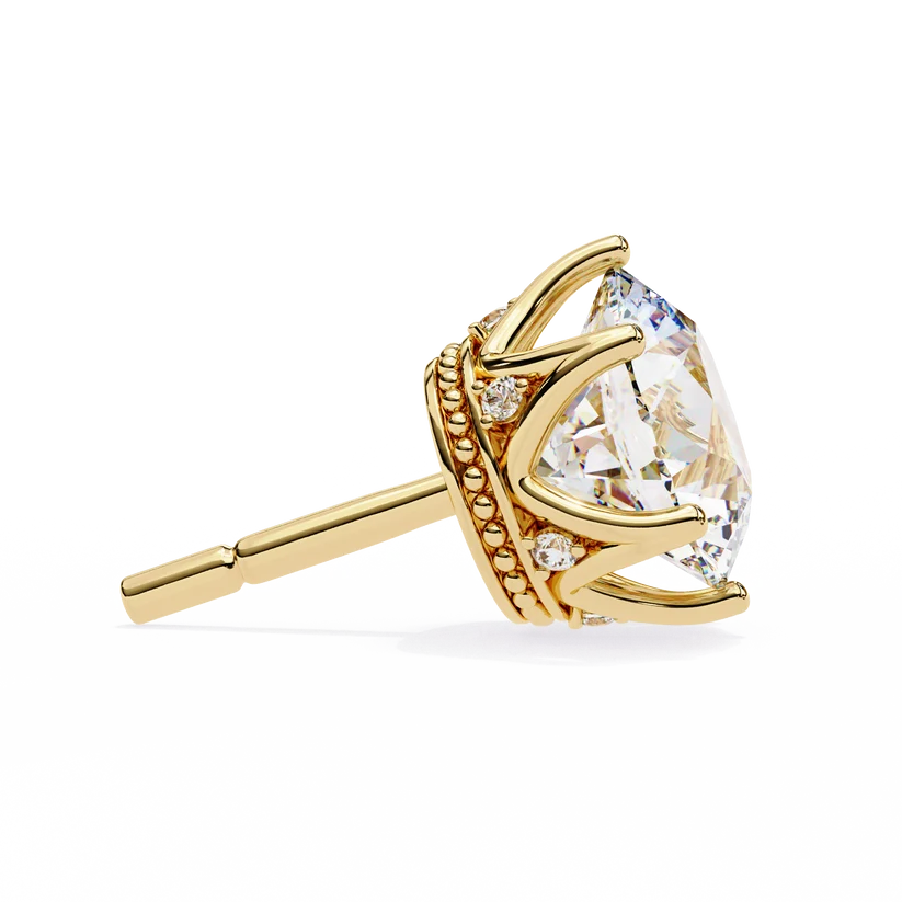 Aurelia Round Brilliant-Cut Diamond Crown Stud Earrings ✨