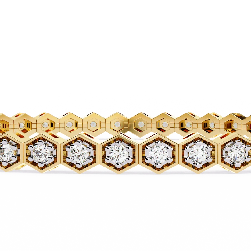 Regal Hexagon Round Diamond Bracelet