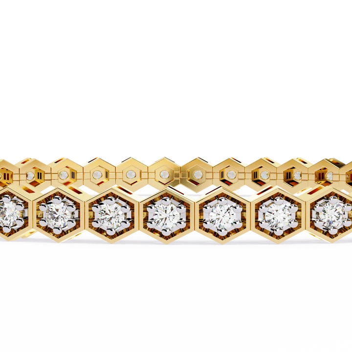 Regal Hexagon Round Diamond Bracelet