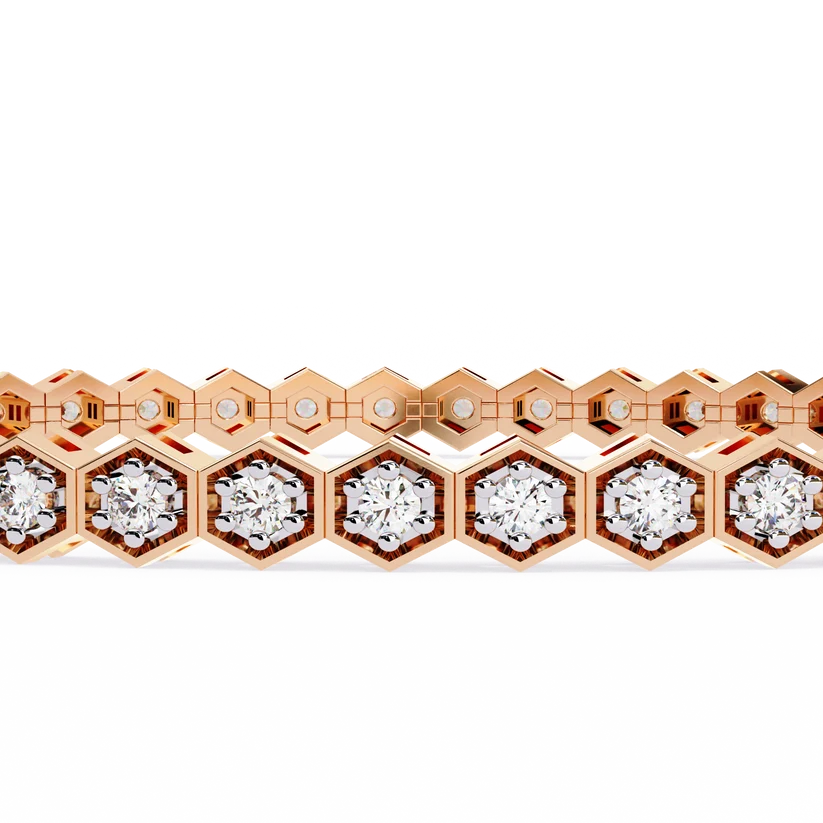 Regal Hexagon Round Diamond Bracelet
