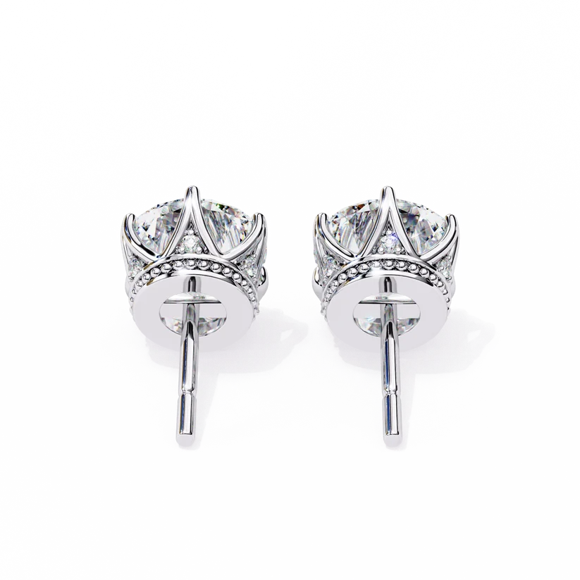 Aurelia Round Brilliant-Cut Diamond Crown Stud Earrings ✨