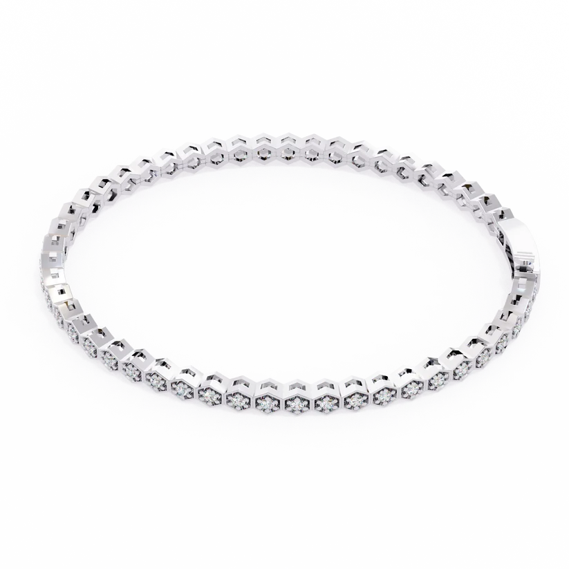 Regal Hexagon Round Diamond Bracelet