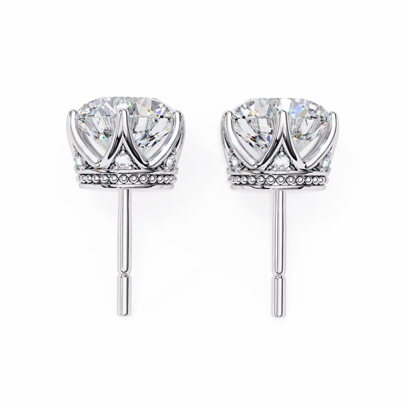 Aurelia Round Brilliant-Cut Diamond Crown Stud Earrings ✨