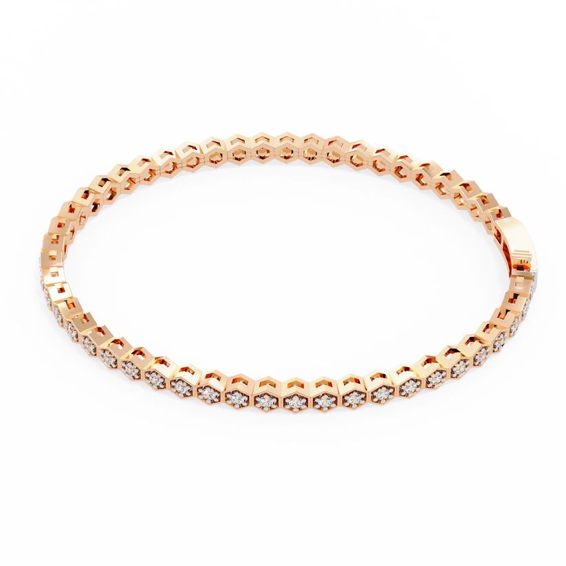 Regal Hexagon Round Diamond Bracelet