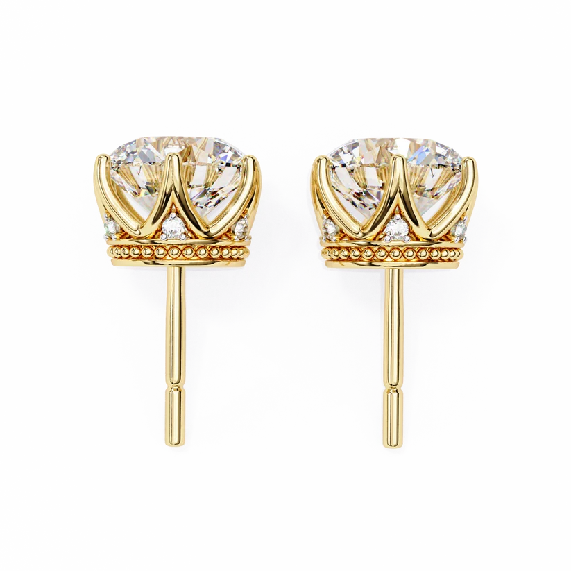Aurelia Round Brilliant-Cut Diamond Crown Stud Earrings ✨