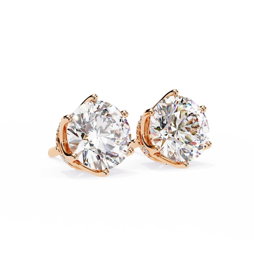 Aurelia Round Brilliant-Cut Diamond Crown Stud Earrings ✨