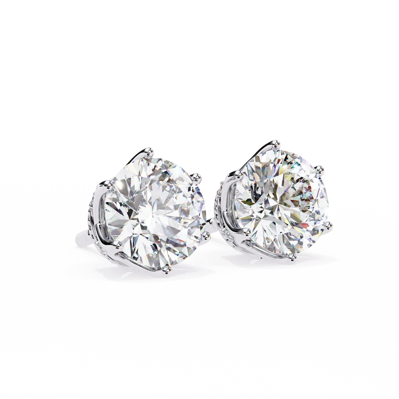 Aurelia Round Brilliant-Cut Diamond Crown Stud Earrings ✨