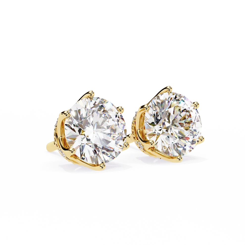 Aurelia Round Brilliant-Cut Diamond Crown Stud Earrings ✨