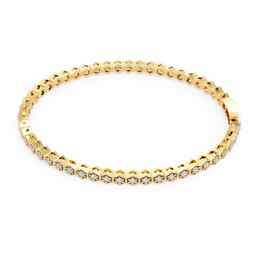 Regal Hexagon Round Diamond Bracelet