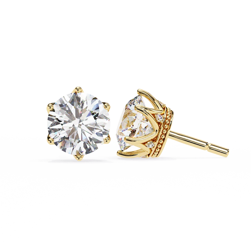 Aurelia Round Brilliant-Cut Diamond Crown Stud Earrings ✨