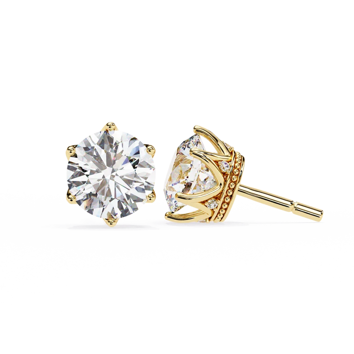 Aurelia Round Brilliant-Cut Diamond Crown Stud Earrings ✨