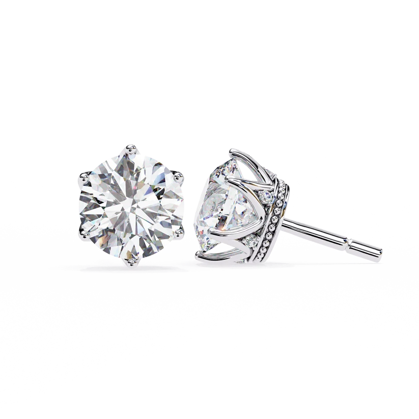 Aurelia Round Brilliant-Cut Diamond Crown Stud Earrings ✨