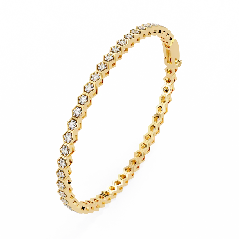 Regal Hexagon Round Diamond Bracelet