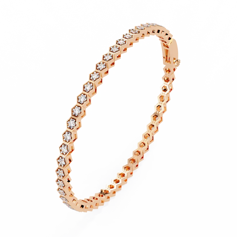 Regal Hexagon Round Diamond Bracelet